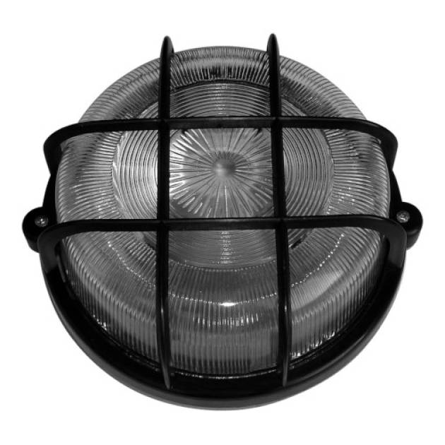 Anco kerek hajólámpa E27 100W műanyag ráccsal fekete