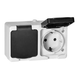 AQUATIC MINI IP54 2x 2P+F falon kívüli csapfedeles kettes dugalj