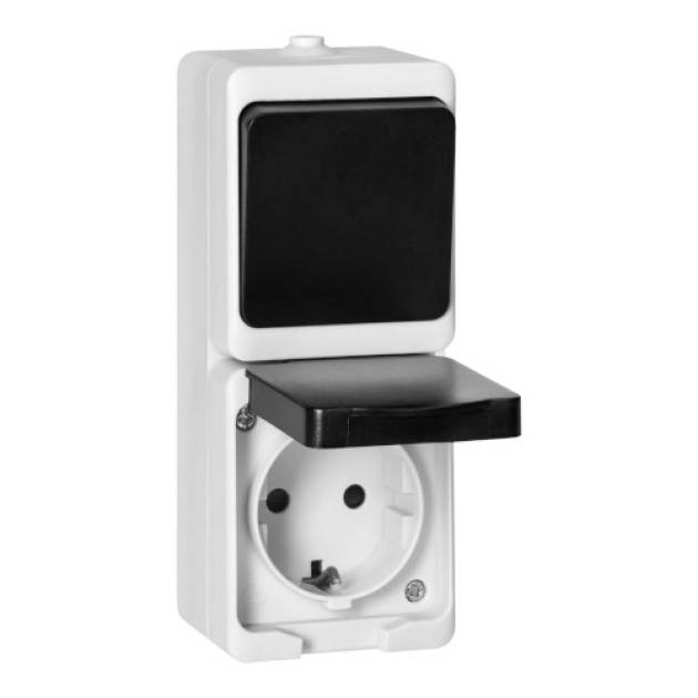 AQUATIC MINI IP54 falon kívüli egyp. kapcs. + 2P+F csapf. dugalj (függőleges) 