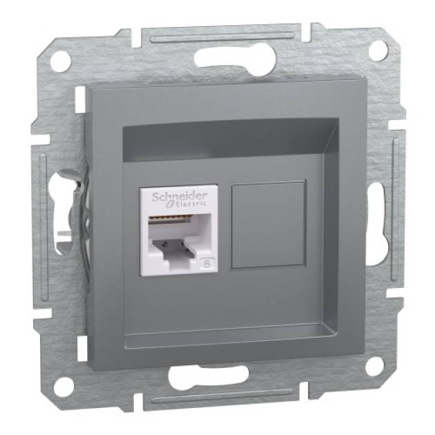 ASFORA 1xRJ45 Cat6 UTP aljzat, acél 