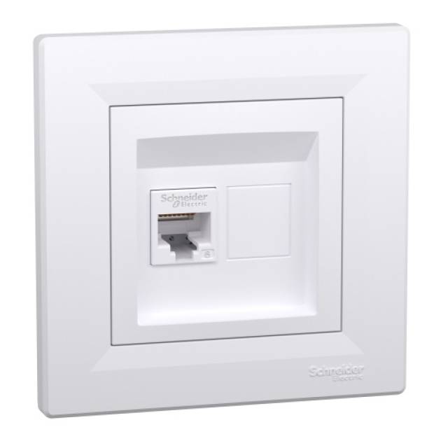 ASFORA 1xRJ45 Cat6 UTP aljzat, fehér 