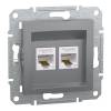 ASFORA 2xRJ45 Cat5e UTP aljzat, acél 