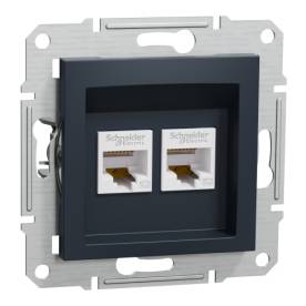 ASFORA 2xRJ45 Cat5e UTP aljzat, antracit