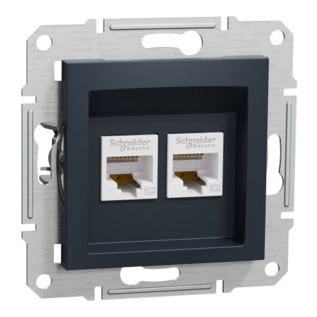 ASFORA 2xRJ45 Cat5e UTP aljzat, antracit 