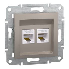 ASFORA 2xRJ45 Cat5e UTP aljzat, bronz
