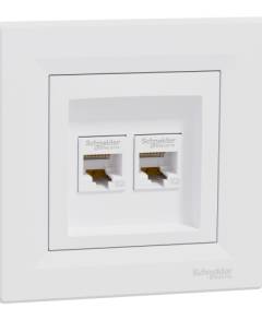ASFORA 2xRJ45 Cat5e UTP aljzat, fehér