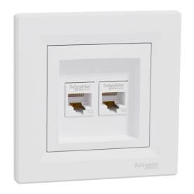 ASFORA 2xRJ45 Cat5e UTP aljzat, fehér