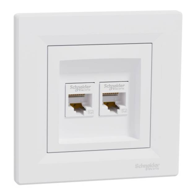 ASFORA 2xRJ45 Cat5e UTP aljzat, fehér 