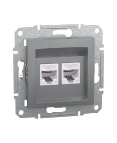 ASFORA 2xRJ45 Cat6 UTP aljzat, acél