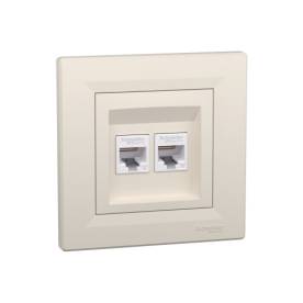 ASFORA 2xRJ45 Cat6 UTP aljzat, bézs