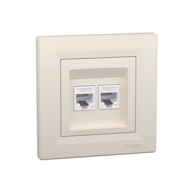 ASFORA 2xRJ45 Cat6 UTP aljzat, bézs 