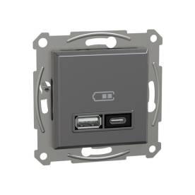 ASFORA Dupla USB töltő, A+C, 21W, antracit
