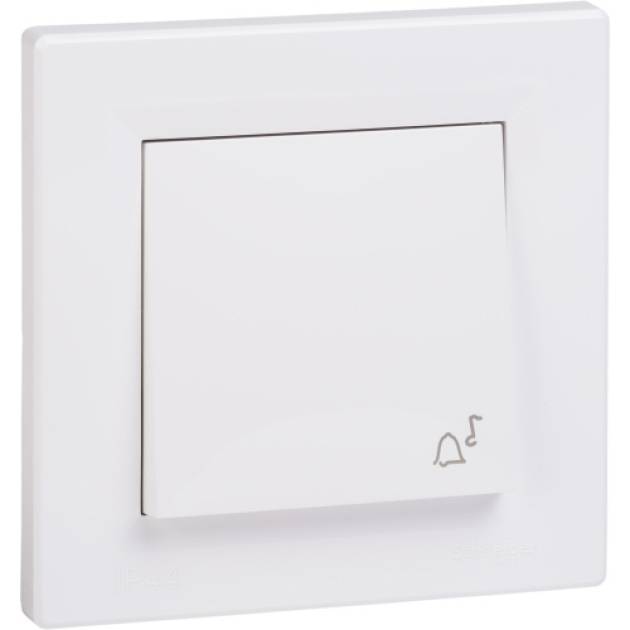 ASFORA Egypólusú nyomó, csengő - IP44, kerettel, fehér