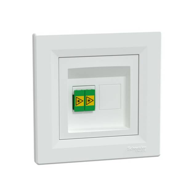 ASFORA Optikai csatlakozó, LC APC duplex, kerettel, fehér 