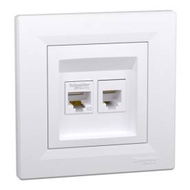 ASFORA RJ45 Cat5e UTP + RJ12 aljzat, fehér