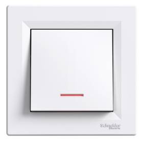 ASFORA Váltókapcsoló, jelzőfényes, rugós bekötés, fehér
