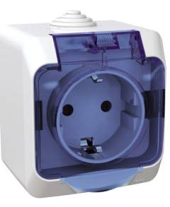 CEDAR PLUS 2P+F csatlakozóaljzat, biztonsági zsaluval, átlátszó csapófedéllel, I