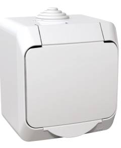 CEDAR PLUS 2P+F csatlakozóaljzat, biztonsági zsaluval, csapófedéllel, IP44, fehé
