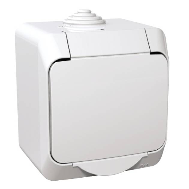 CEDAR PLUS 2P+F csatlakozóaljzat, biztonsági zsaluval, csapófedéllel, IP44, fehé 