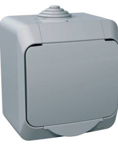 CEDAR PLUS 2P+F csatlakozóaljzat, biztonsági zsaluval, csapófedéllel, IP44, szür