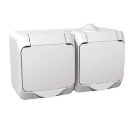 CEDAR PLUS 2x2P+F csatlakozóaljzat, biztonsági zsaluval, csapófedéllel, IP44, fe