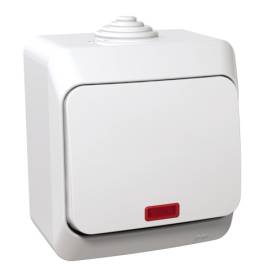 CEDAR PLUS Váltókapcsoló, jelzőfénnyel, IP44, fehér