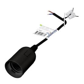 Commel E27 foglalat, ideiglenes kábellel, sorkapoccsal, fekete