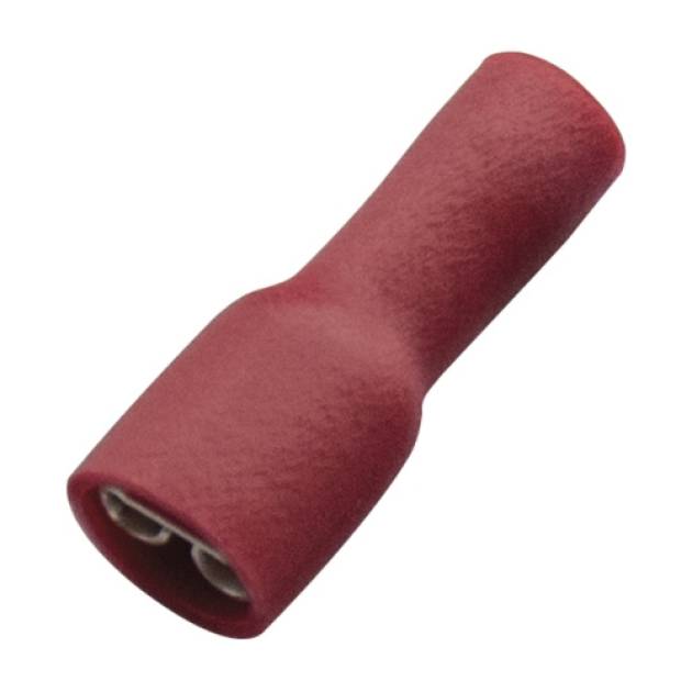 Csúszósaru 22mm hüvely teljesen szigetelt piros lapos 6,3x0,8 mm sárgaréz 0.5-1, 