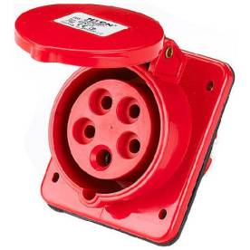Dugalj beépíthető 16A 5-pólus 400V(50+60Hz) piros egyenes IP44 műanyag