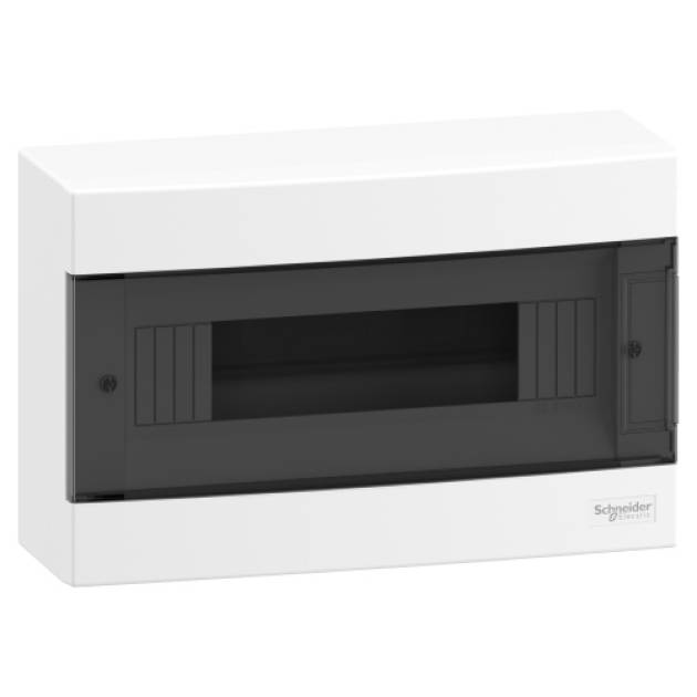 EASY9 EU Kiselosztó, füstszínű ajtó, falon kívüli, 1x12 modul, PEN 