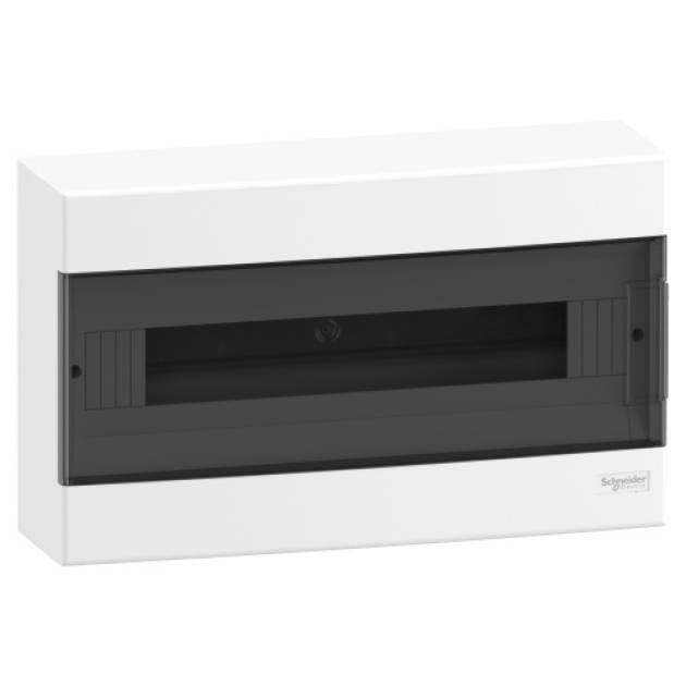 EASY9 EU Kiselosztó, füstszínű ajtó, falon kívüli, 1x18 modul, PEN 