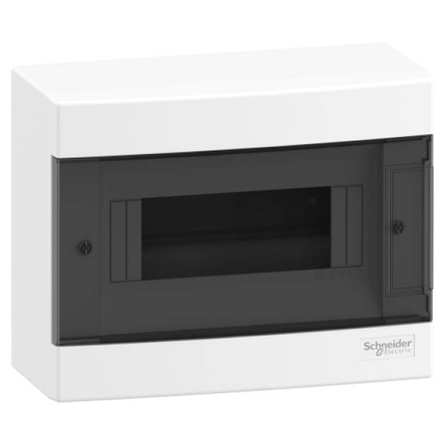 EASY9 EU Kiselosztó, füstszínű ajtó, falon kívüli, 1x8 modul, PEN 