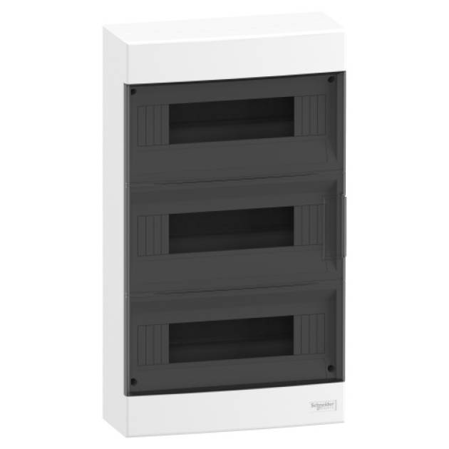 EASY9 EU Kiselosztó, füstszínű ajtó, falon kívüli, 3x12 modul, PEN 