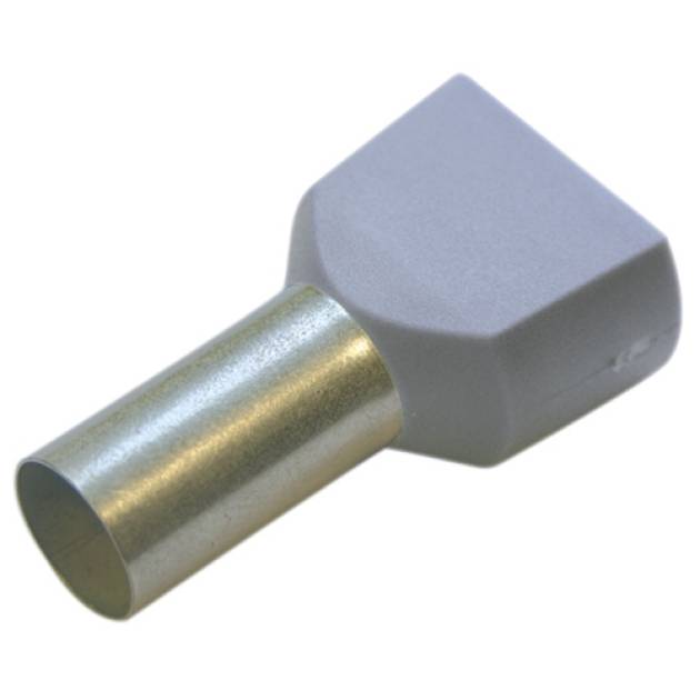 Érvéghüvely szigetelt iker 2x 0.75mm2 8mm szürke Haupa 