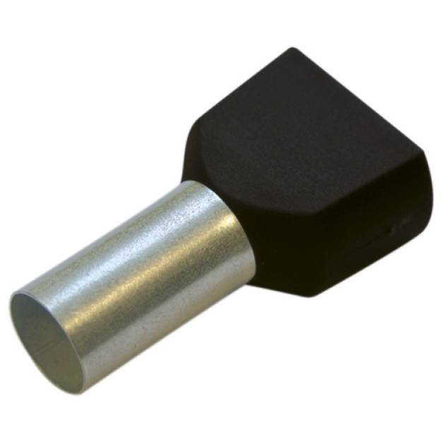 Érvéghüvely szigetelt iker 2x 1.5mm2 8mm fekete Haupa 