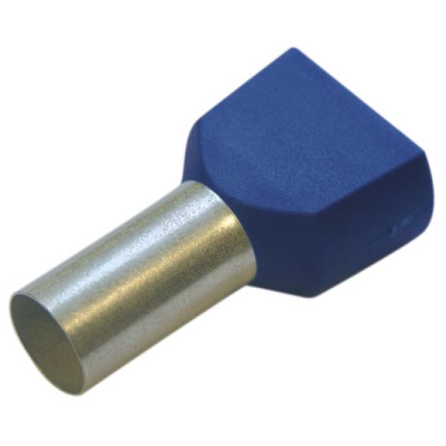 Érvéghüvely szigetelt iker 2x 2.5mm2 10mm kék Haupa 