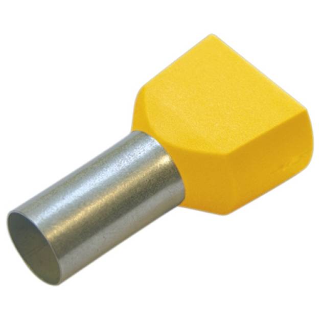 Érvéghüvely szigetelt iker 2x 6mm2 14mm sárga Haupa 