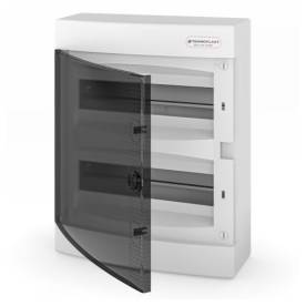 Falon kívüli lakáselosztó doboz, C sorozat, 24 modulos, átlátszó ajtó,2soros, 28