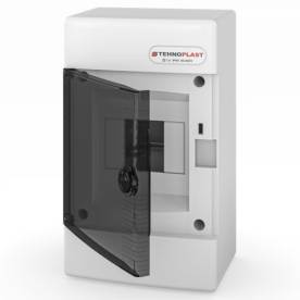 Falon kívüli lakáselosztó doboz, C sorozat, 4 modulos, átlátszó ajtó, 1 soros, 2