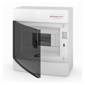 Falon kívüli lakáselosztó doboz, C sorozat, 8modulos, átlátszó ajtó-1soros,215x2