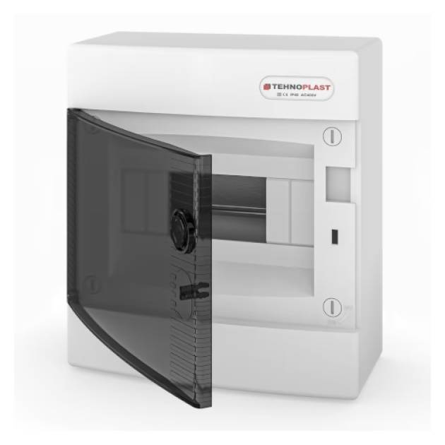 Falon kívüli lakáselosztó doboz, C sorozat, 8modulos, átlátszó ajtó-1soros,215x2