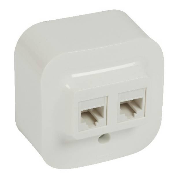 Forix IP20 falon kívüli 2x RJ45 Cat. 5e UTP informatikai csatlakozóaljzat fehér 