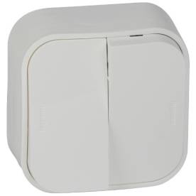 Forix IP20 falon kívüli kettős egypólusú kapcsoló, 10 AX - 250 V~ fehér