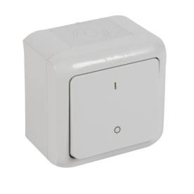 Forix IP44 falon kívüli kétpólusú kapcsoló 10 AX - 250 V~ szürke