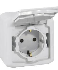 Forix IP44 fk 2P+F földelt csatlakozóaljzat, 16A, csapófedéllel, biztonsági zsal
