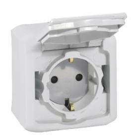 Forix IP44 fk 2P+F földelt csatlakozóaljzat, 16A, csapófedéllel, biztonsági zsal
