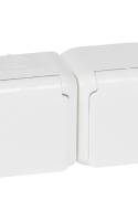 Forix IP44 fk 2x2P+F földelt csatlakozóaljzat, 16A, csapófedéllel, biztonsági zs