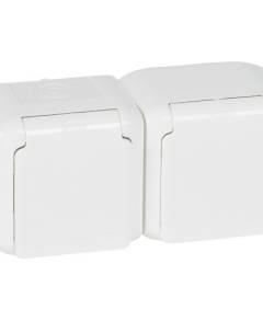 Forix IP44 fk 2x2P+F földelt csatlakozóaljzat, 16A, csapófedéllel, biztonsági zs