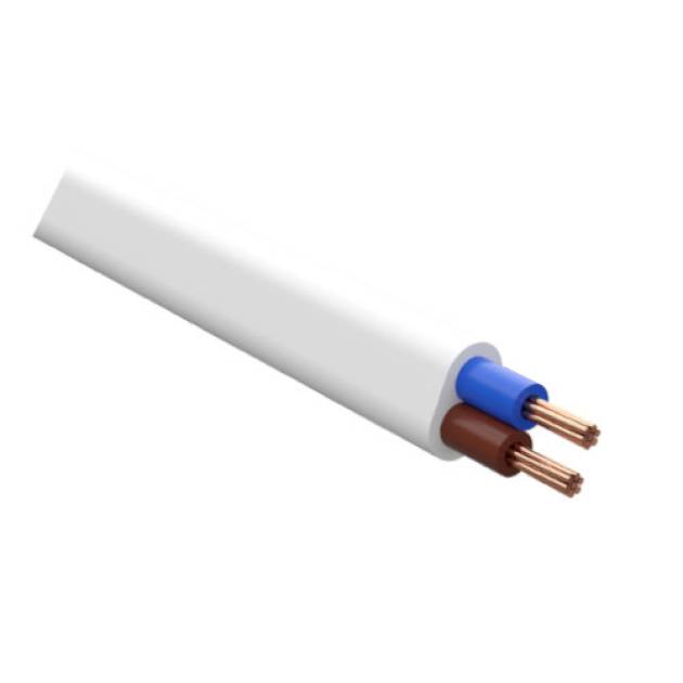 H03VVH2-F (MTL) 300/300V 2 x 0,75 mm2 - fehér PVC szig., sodrott réz erű (lapos)