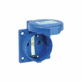 Háztartási dugalj beépíthető 2P+E 16A 3P 250V műa. 50x50mm kék egyenes csavaros